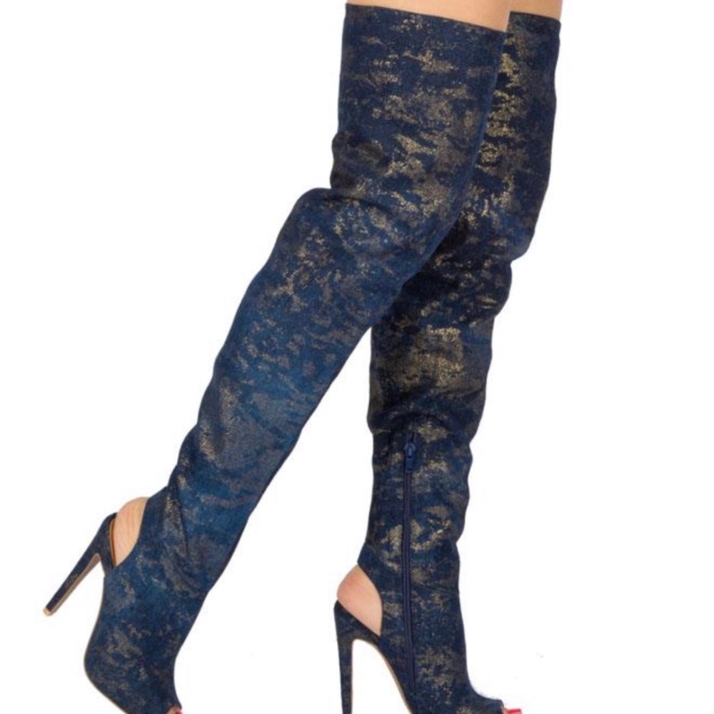 Sexy Peep Toe Thigh High Boots
